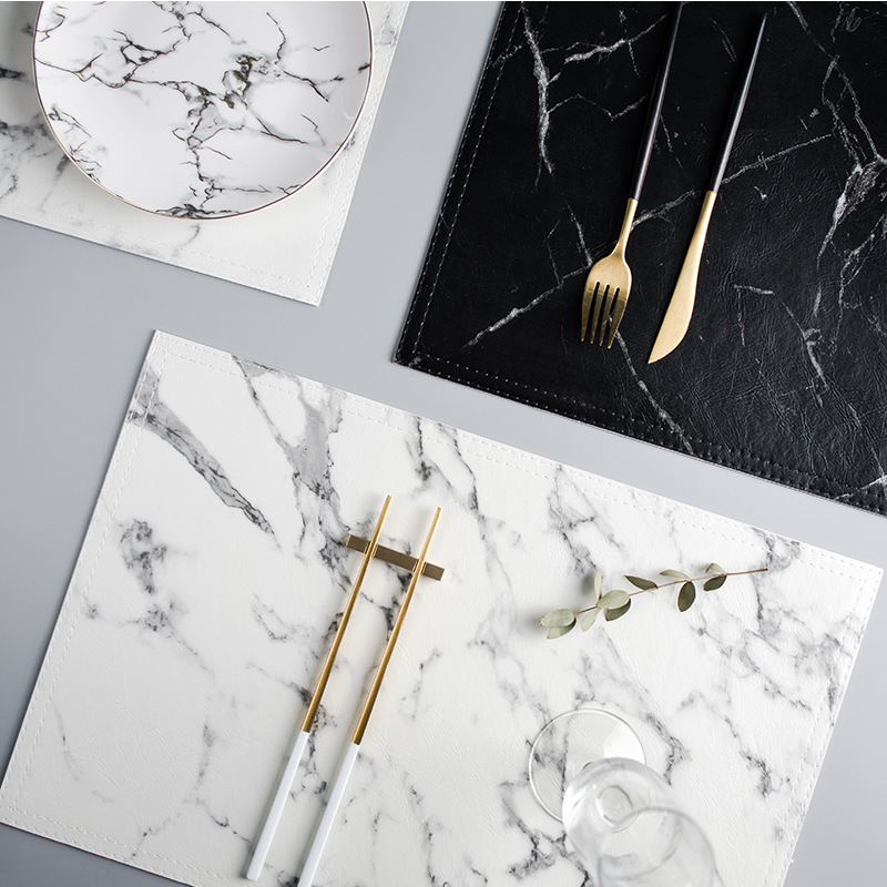 Marble Coaster Set - 고급 PU 소재의 단열 식탁 매트,