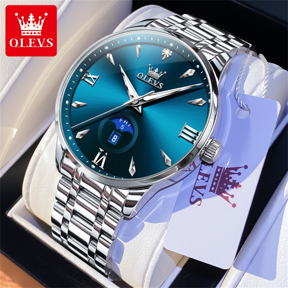 Luxury Watch Men - OLEVS Moon Phase 남성용 시계 달력