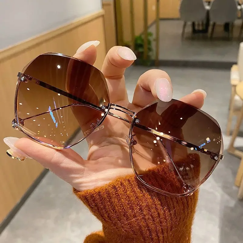 Designer Sunglasses - 브랜드 디자인, 패셔너블한 다각형 메탈 선글라스,