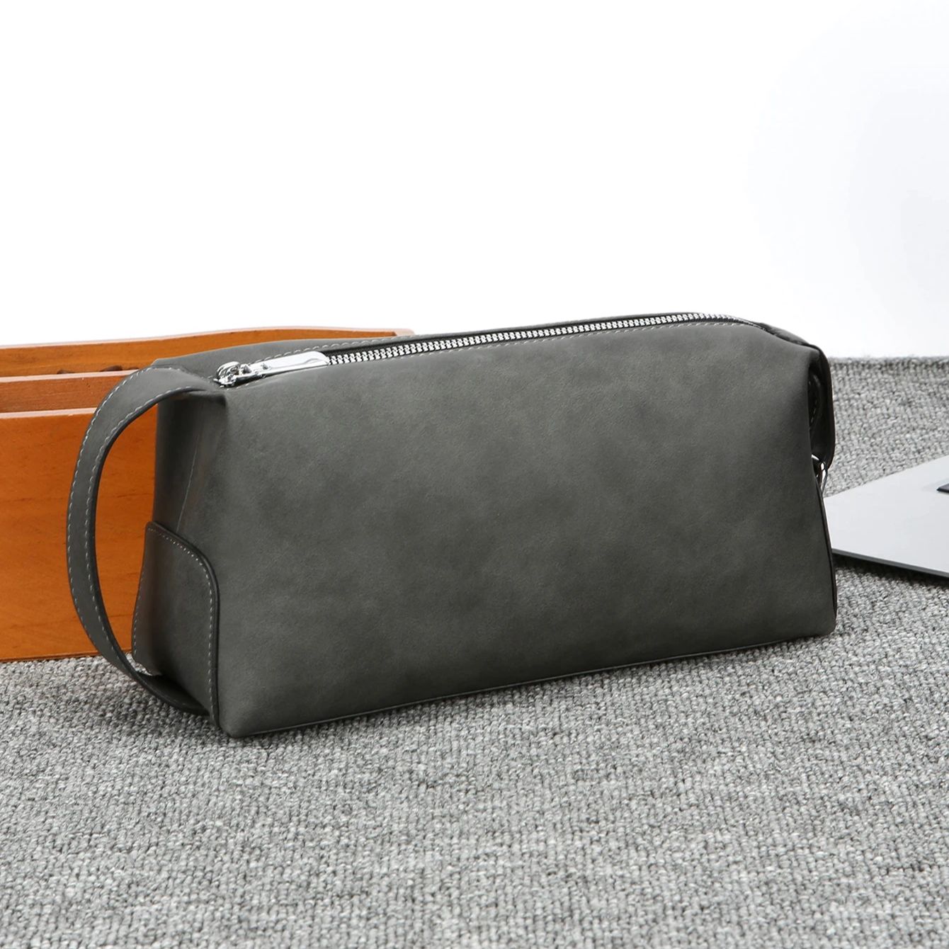 Travel Luggage Set - 남성용 PU 가죽 세면도구 가방, 대용량