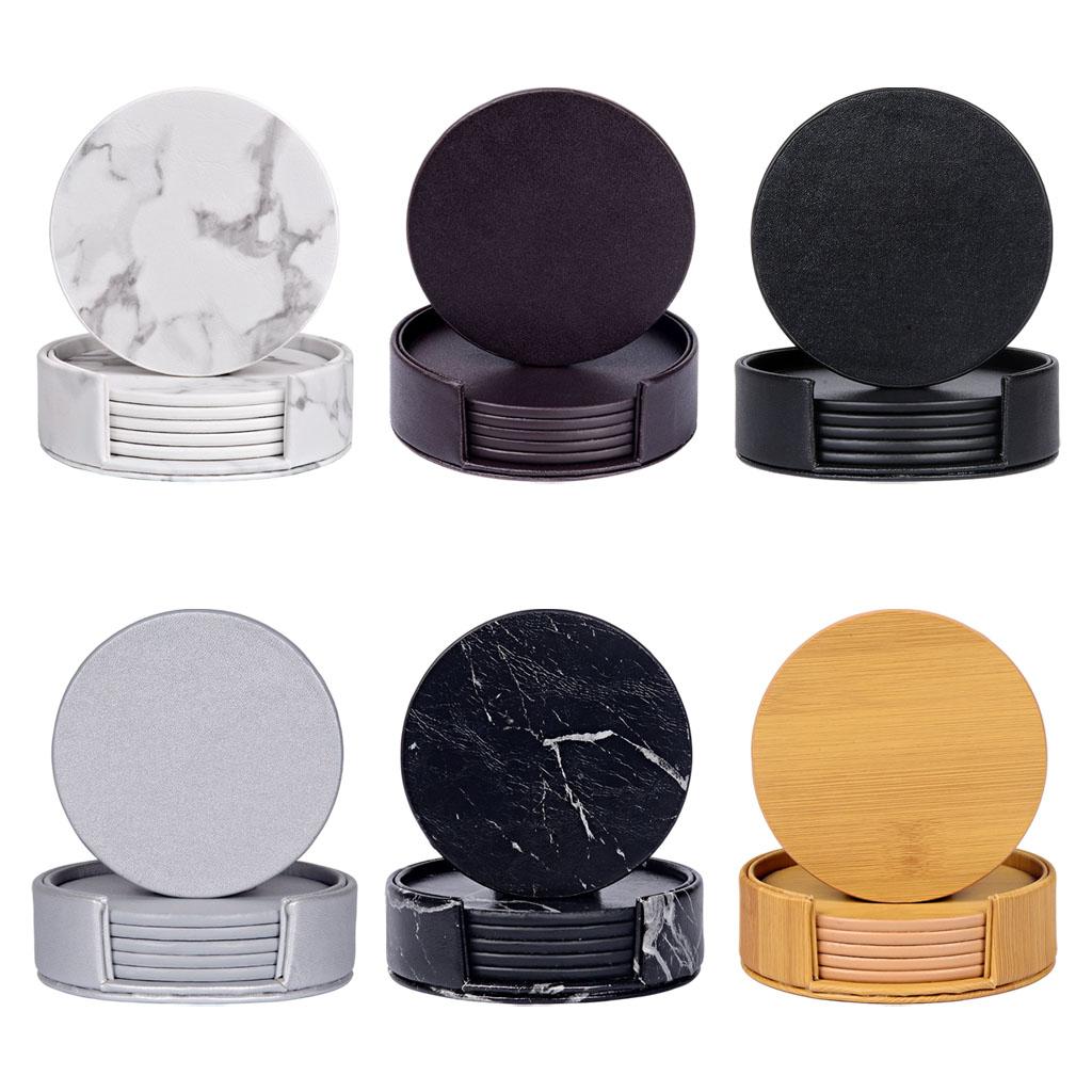 홀더가 있는 원형 대리석 컵받침 긁힘 방지 음료 컵받침 - Marble Coaster Set 리뷰 및 가격