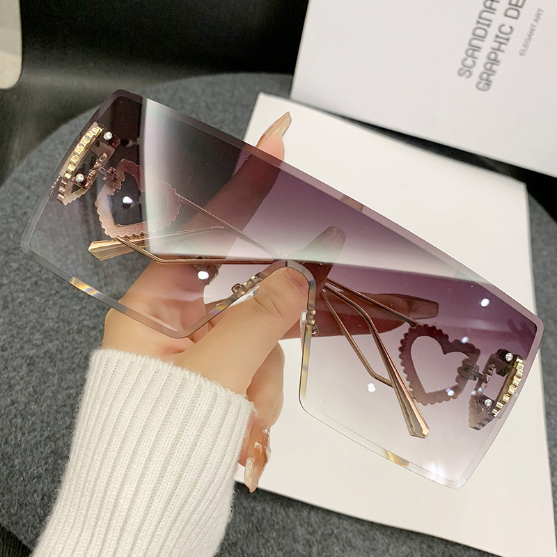 새로운 스타일의 하트 모양 프레임리스 선글라스, 트렌디 - Sunglasses Uv400 리뷰 및 가격