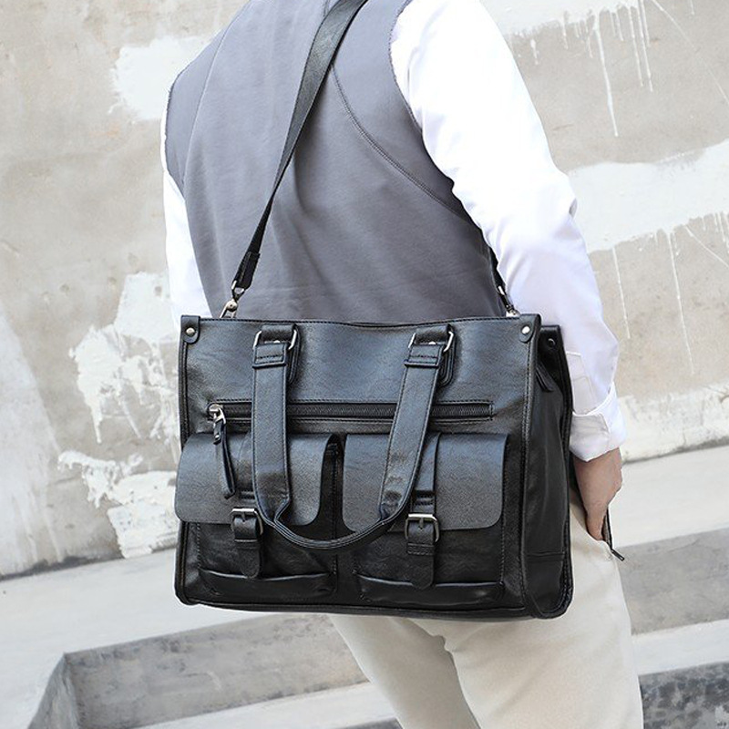 PU 가죽 숄더 서류 가방 빈티지 가방 여행 토트 핸드 - Leather Briefcase 리뷰 및 가격