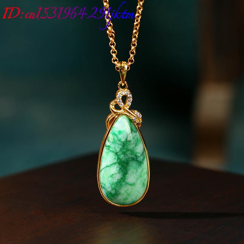 천연 옥으로 만든 물방울 모양 펜던트 목걸이, 석재 조 - Gold Plated Jewelry 리뷰 및 가격