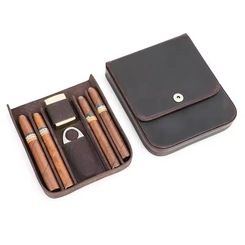 휴대용 시가 케이스 겸 보관함, 레트로 브라운 색상,  - Premium Cigar Case 리뷰 및 가격