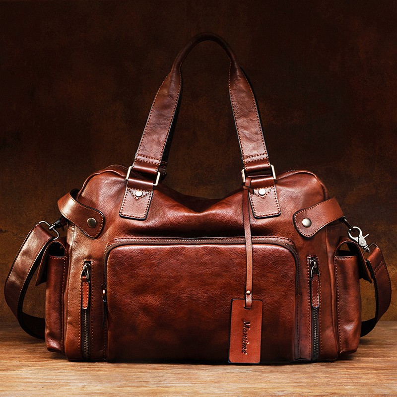 빈티지 식물성 무두질 가죽 지우개 남성용 가방, 캐주얼 - Travel Luggage Set 리뷰 및 가격