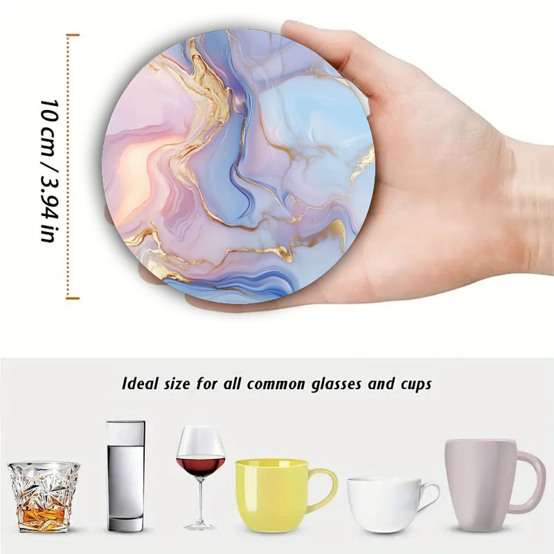 대리석 무늬 프린트 컵받침 4개, 일상 가족 파티 장식 - Marble Coaster Set 리뷰 및 가격