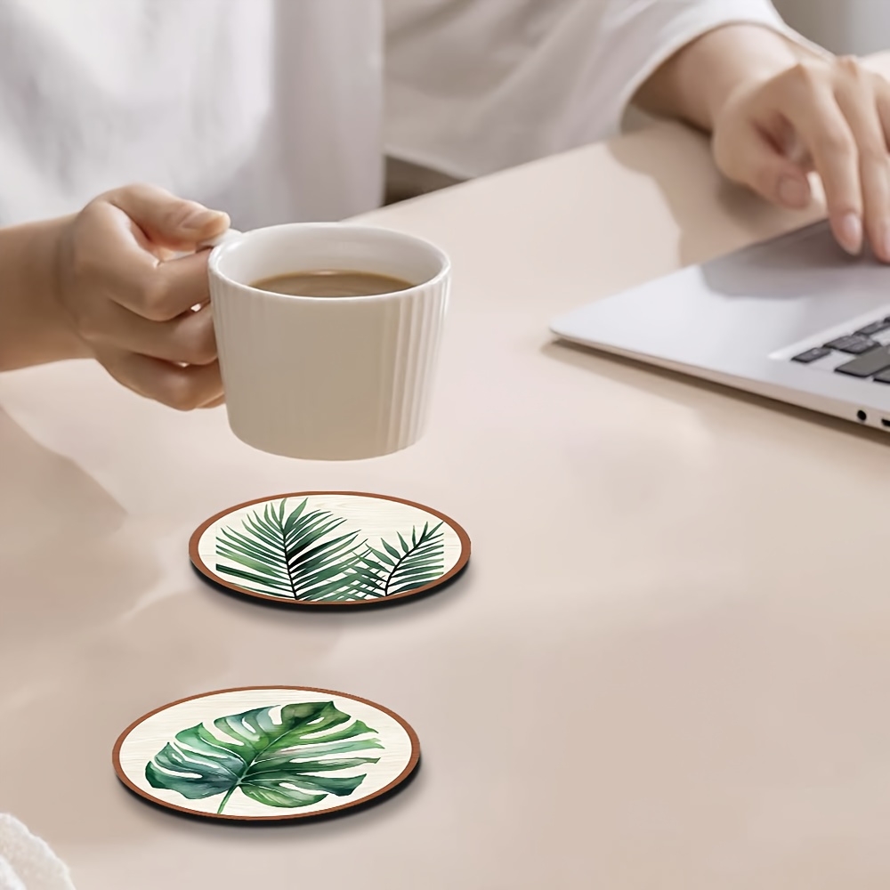 열대 식물 잎 무늬 나무 코스터 5개, 창의적이고 예술 - Marble Coaster Set 리뷰 및 가격